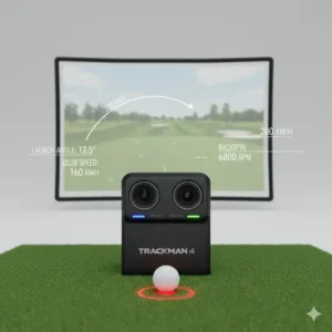 Darstellung eines Launch-Monitors, der eine Golfschwung Kamera Hochgeschwindigkeit zur Verfolgung von Ball- und Schlägerdaten verwendet.