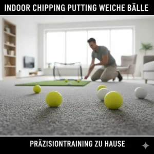 Weiche golfbälle indoor training werden auf einem Putting-Teppich für kurzes Spiel verwendet.