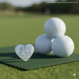 Gravierter, herzförmiger Ballmarker ist ein perfektes Stück der personalisierte golf geschenke damen.