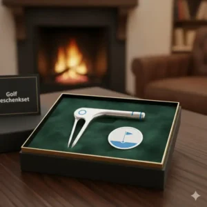Nahaufnahme eines modernen Divot Tools und Ballmarkers, enthalten im golf geschenkset herren amazon.