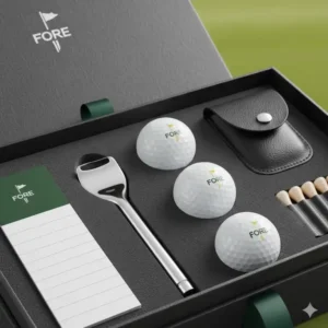 Die detaillierte Ansicht der Inhalte einer golf geschenkbox bälle.