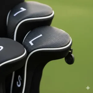 Klar lesbare Nummerierung (z.B. '7') auf einem einzelnen golf eisen headcover set zur einfachen Schlägeridentifikation.