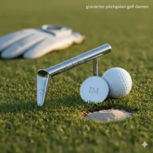 Elegantes, graviertes Pitchgabel-Set als personalisierte golf geschenke damen mit persönlicher Widmung.