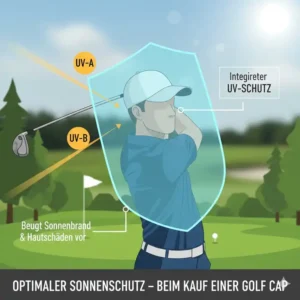 Grafik zum integrierten UV-Sonnenschutz einer golf cap herren kaufen.