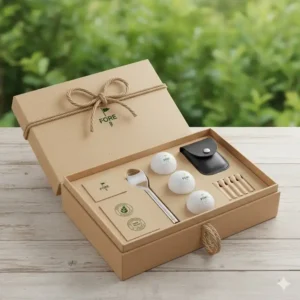 Eine umweltfreundliche Verpackung der golf geschenkbox bälle aus Naturmaterialien.