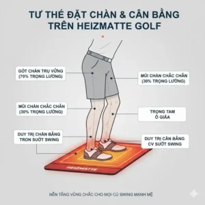 Illustration, die die korrekte Fußstellung und das Gleichgewicht beim Üben auf der Heizmatte hervorhebt.