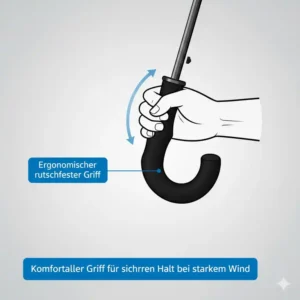 Ergonomischer und rutschfester Griff für einen golf regenschirm groß windfest bei Sturm.