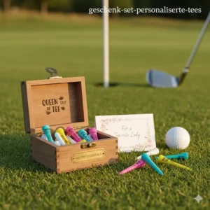 Personalisierte Golf Tees in einer dekorativen Box als schönes Set der personalisierte golf geschenke damen.