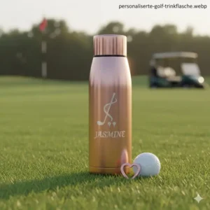 Gravierte Thermoflasche in Roségold ist ein stilvolles Element der personalisierte golf geschenke damen.