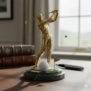 Eine hochwertige Skulptur als Teil der golf deko accessoires für die Schreibtischdekoration.