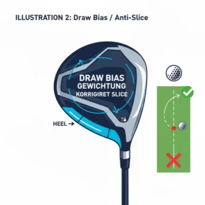 Darstellung der Anti-Slice-Technologie bei einem golf driver fehlerverzeihend anfänger.