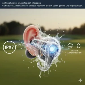 Diese Grafik zeigt die IPX-Schutzklasse, wodurch die kabellose Kopfhörer golf geeignet für Regenwetter sind.
