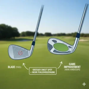 Vergleich der Treffzone bei einem speziellen golf schläger für hohes handicap.