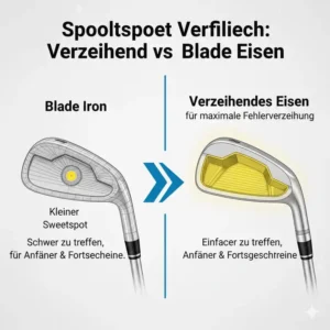 Diagram showing the enlarged sweetspot of a golf eisen set verzeihend.
