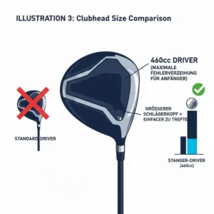 Vergleich der Kopfgröße für einen golf driver fehlerverzeihend anfänger mit 460cc Volumen.