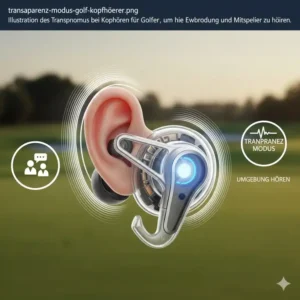 Illustration des Transparenzmodus, damit kabellose Kopfhörer golf geeignet für die Kommunikation auf dem Grün bleiben.