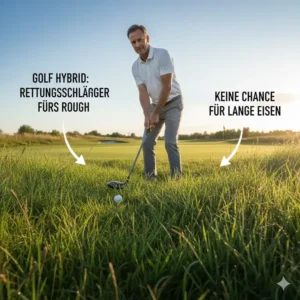 Bessere Rettungsschläge aus dem Rough mit einem golf hybrid statt eisen.