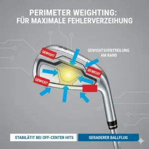 Perimeter weighting distribution in a modern golf eisen set verzeihend.