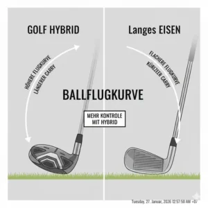 Die optimierte Ballflugkurve durch ein golf hybrid statt eisen erklärt.