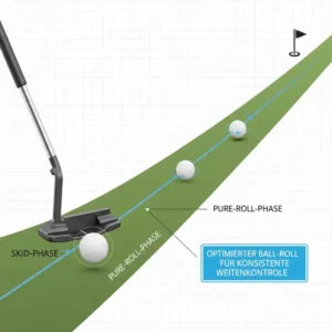 Wissenschaftliche Darstellung des Ballrollverhaltens mit einem golf putter hohe präzision.