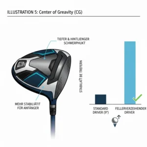 Visualisierung des tiefen Schwerpunktes beim golf driver fehlerverzeihend anfänger.