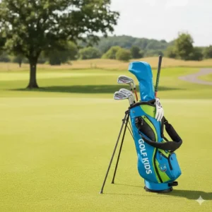 Die leichte Tragetasche für das golf kinder schläger set mit ergonomischen Gurten.