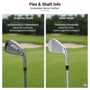 Illustration der Schaft-Optionen für ein golf schläger set komplett herren.