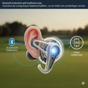 Darstellung der stabilen Verbindung, die kabellose Kopfhörer golf geeignet für die Nutzung mit dem Smartphone macht.