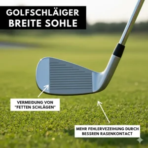Grafik eines Eisen-Schlägers mit breiter Sohle als golf schläger für hohes handicap.