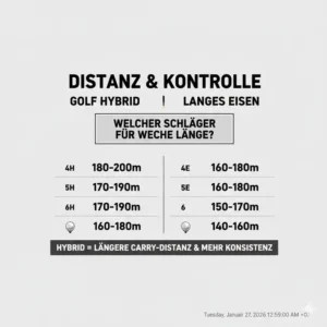 Tabelle zur Distanzkontrolle für die Entscheidung golf hybrid statt eisen.