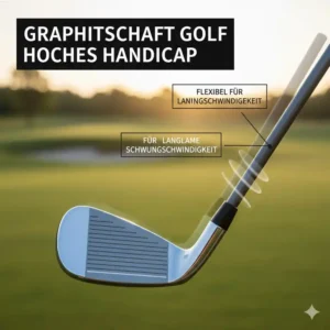 Ein flexibler Graphitschaft montiert an einem golf schläger für hohes handicap.