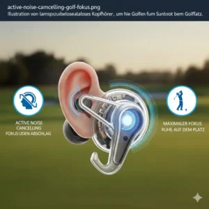 Grafik zur Geräuschunterdrückung, die kabellose Kopfhörer golf geeignet für maximale Konzentration beim Abschlag macht.