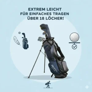Illustration zum geringen Gewicht der golf tasche stand bag leicht für 18 Löcher.