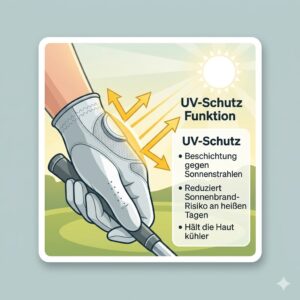 Grafik über den integrierten UV-Schutz der golf handschuhe atmungsaktiv sommer.