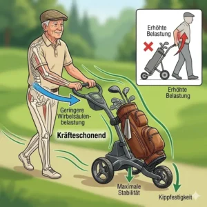 Maximale Stabilität durch einen 3-Rad Golf Trolley für Senioren.