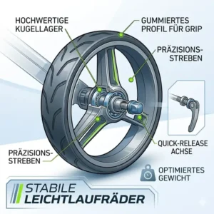 Leichtlaufräder passend für den golf trolley alu leicht.