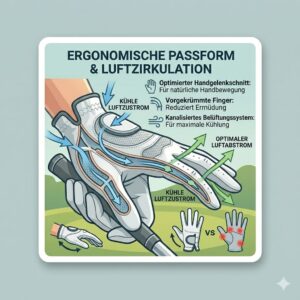 Darstellung der anatomischen Passform für golf handschuhe atmungsaktiv sommer.