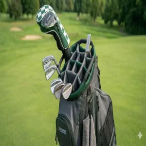 Innenansicht der 14-fachen Schlägereinteilung einer Golf Tasche mit seitlichem Kühlfach.