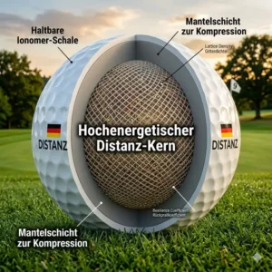 Querschnitt-Illustration vom Innenkern eines golf ball für hohe distanz.
