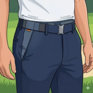 Detaillierte Illustration des elastischen Hosenbunds, der für die bequeme, flexible Passform der golf hose elastisch herren sorgt.