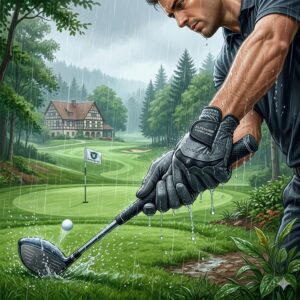 Detailansicht der robusten Nähte und der Langlebigkeit der golf handschuhe regenfest.