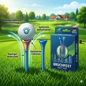 Grafik zur verbesserten Ballgeschwindigkeit durch reibungsarme golf tees bruchfest.