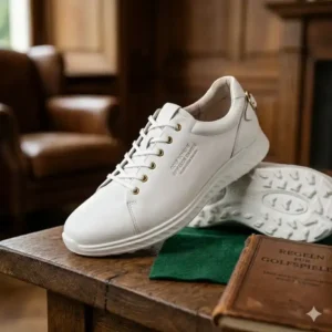 Klassisch weiße golf schuhe spikelos damen aus Leder für einen eleganten Auftritt.