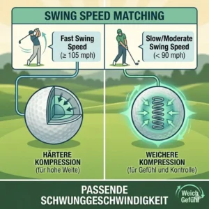 Infografik zur Auswahl der Schwunggeschwindigkeit für golf ball weich gefühl.
