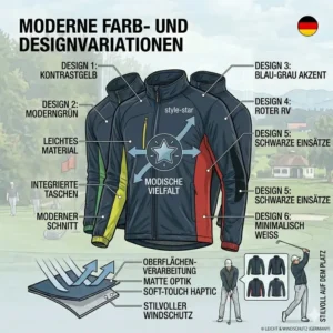 Layering-anleitung mit der äußeren schicht einer golf jacke leicht windschutz für herbsttage.