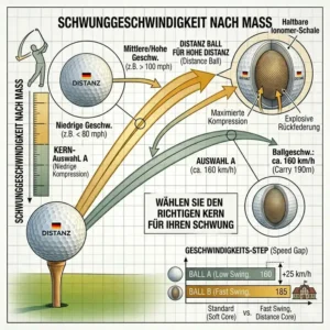 Grafik zur passenden Schwunggeschwindigkeit für den golf ball für hohe distanz.