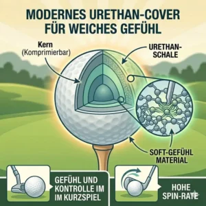 Querschnitt der Urethan-Schale für ein maximales golf ball weich gefühl.