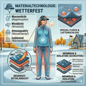 Detailansicht der Gore-Tex Membran einer atmungsaktiven golf bekleidung wetterfest.