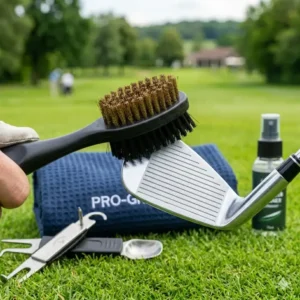 Zweiseitige bürste aus dem golf reinigungsset schläger säubert die schlagfläche