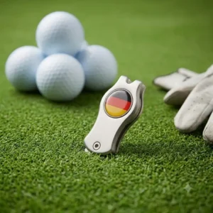 A focused view on the ball marker component of the golf zubehör set anfänger.